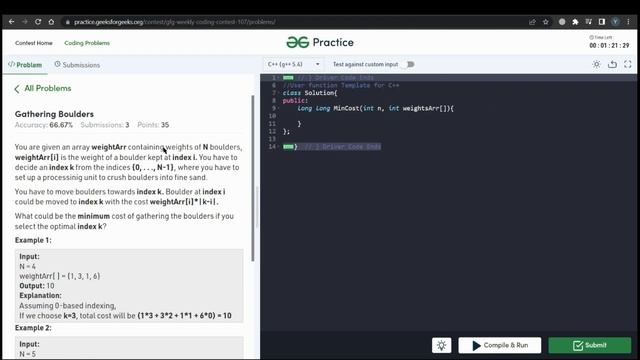 GFG Weekly Coding Contest - 107 || Geeks for Geeks solution || java || python || C++ || C смотреть онлайн