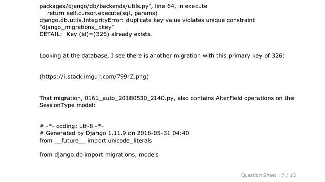 Django : Django.db.utils.IntegrityError: Duplicate Key Value Violates Unique Constraint 