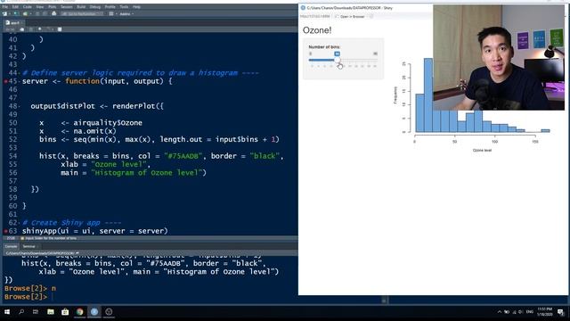 Web Apps in R: Build Interactive Histogram Web Application in R | Shiny Tutorial Ep 2
