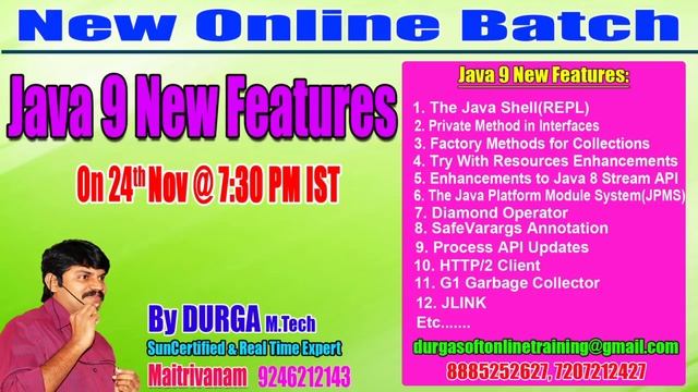 Java 9 New Features Online Training by Mr. Durga on 24th Nov @7:30 PM IST смотреть онлайн