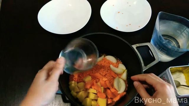 Суп пюрэ с чечевицей??сытный и нежный вкус?