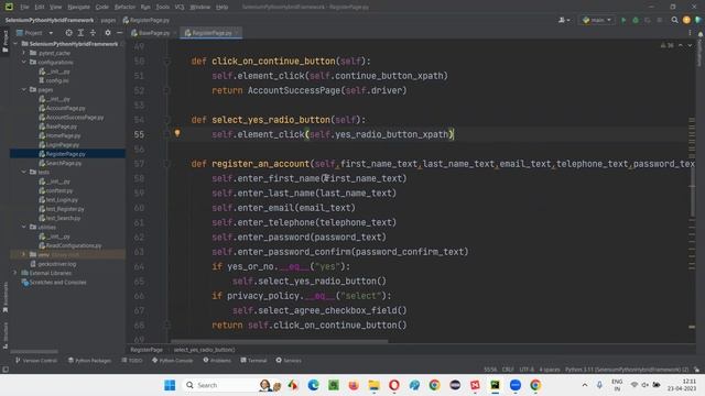 7. Selenium Python Hybrid Framework - Page Object Model Reusable methods