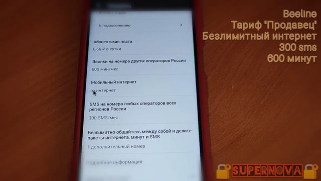 Beeline: Безлимитный интернет 198р./мес. + 300 sms, 600 минут (Тариф: Продавец)
