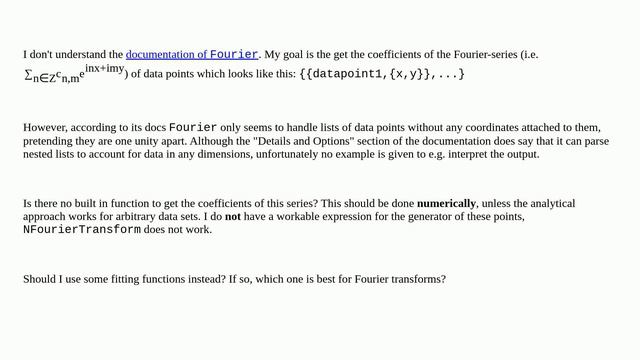 Mathematica: Fourier Transform of 2D data using Fourier