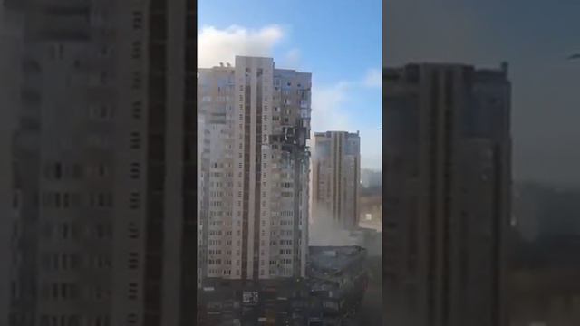 Kiev apartment building hit by rocket fire February 26