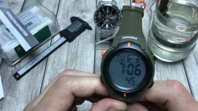 Обзор часов SKMEI 1068 Military 5 ATM, настройка, тест на воду. смотреть онлайн