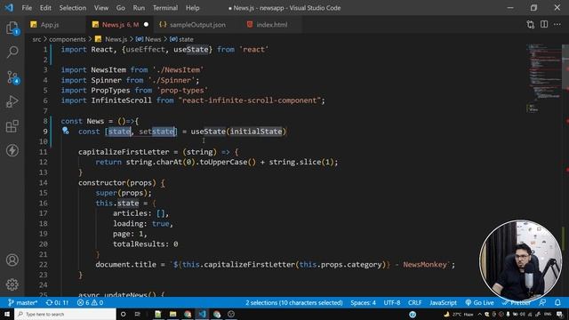 Changing Class based NewsMonkey components to Functional based | Complete React Course in Hindi #39 смотреть онлайн