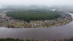 река Паша и поселок Рыбежно с большой высоты