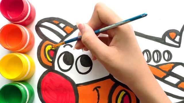 Glitter Plane coloring pages for kids, painting for toddlers / Joy Kids Art смотреть онлайн