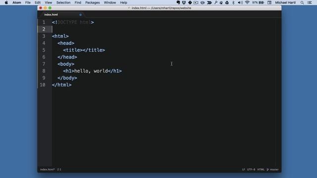 Section 1.6: “Adding HTML structure” from Learn Enough Git to Be Dangerous