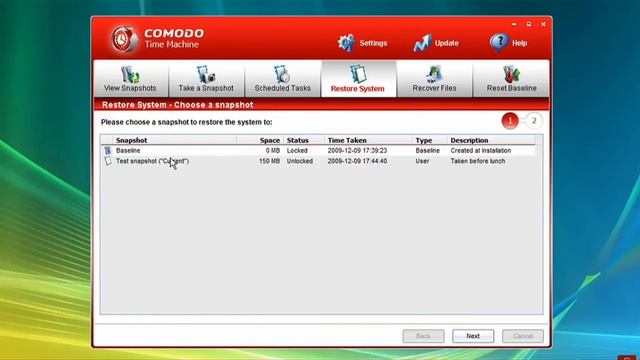 System Restoration: Comodo Time Machine