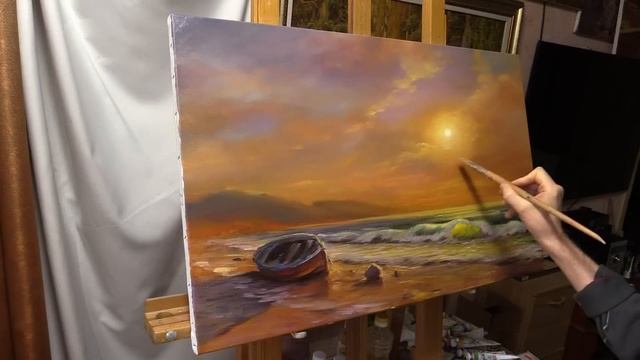 Oil painting demo. Evening by the sea. Вечер у моря. Живопись маслом Alla Prima смотреть онлайн