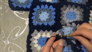 МК вязаное пальто крючком в технике бабушкин квадрат.