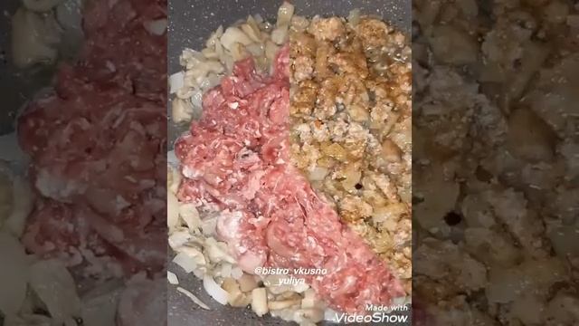 Макароны по-флотски с фаршем и грибами