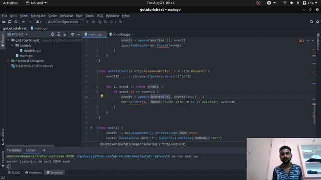 Delete Event | Golang REST API  | Gorilla Mux | Tutorial