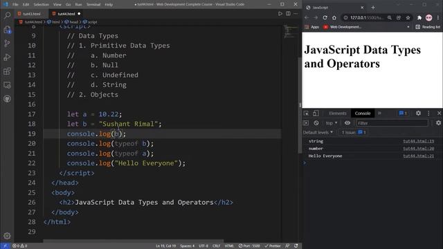 JavaScript Data Types and Operators  | Sushant Rimal  | DEV COMMUNITY NEPAL