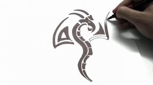 Drawing a Tribal Dragon Tattoo Design by ArtsTown