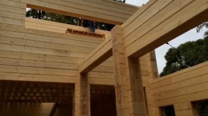 Сборка Бани из клееного бруса.