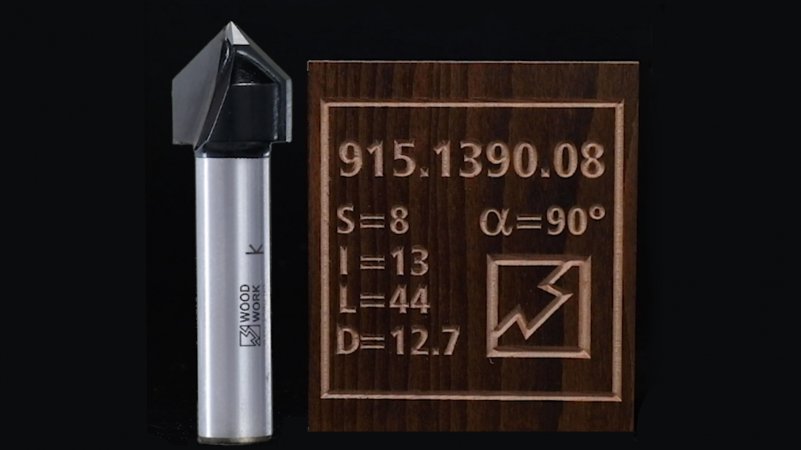 Как чисто гравирует на станке ЧПУ V-образная фреза 90° | V-Grooving router bit 915.1390.08 Woodwork