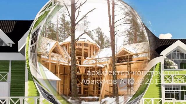 Деревянный дворец в русском стиле под Санкт-Петербургом.