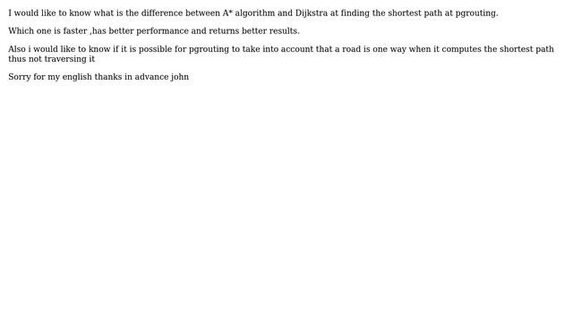 GIS: What is the difference between Astar and Dijkstra algorithms in Pgrouting?