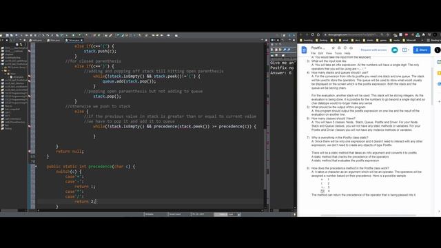 Postfix Java assignment (part 2, infixToPostfix class) | Data Structures and Algorithm Analysis Lab смотреть онлайн