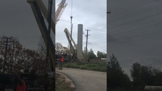 Демонтаж краном опоры ЛЭП смотреть онлайн