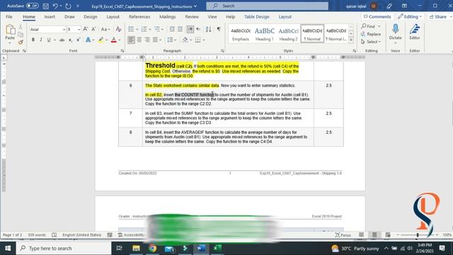 Exp19_Excel_Ch07_CapAssessment_Shipping | Exp19 Excel Ch07 Cap Shipping | @MYITLABSolutions653