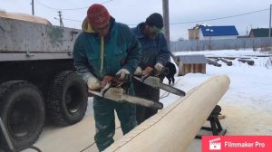 Канадская рубка. Делаем паз в бревне для фронтона.