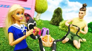 Барби и Кен — Барби следит за Кеном в походе! Смешные видео для девочек про игры в куклы Барби