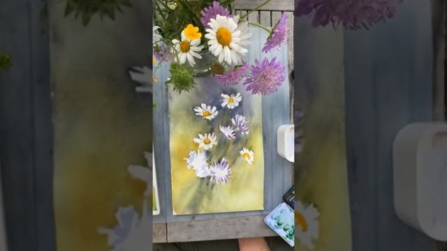 Мастеркласс. Рисуем пошагово полевые цветы, ромашки акварелью