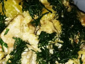 Картофель с мясом в сливках.