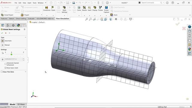 SolidWorks Flow Simulation Tutorial: Nozzle velocity & Pressure