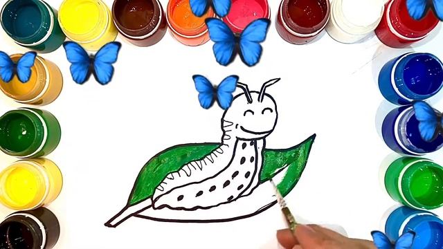 Как нарисовать ГУСЕНИЦУ / мультик раскраска ГУСЕНИЦА для детей /Раскраски Малышам смотреть онлайн