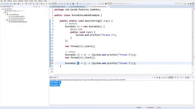 Java 8 Lambda Basics - Runnable Using Lambdas смотреть онлайн