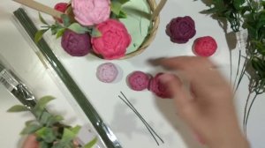 МК Корзина с пионами, мыльные цветы, мыльный букет, букет из мыла, bouquet of soap, soap flowers