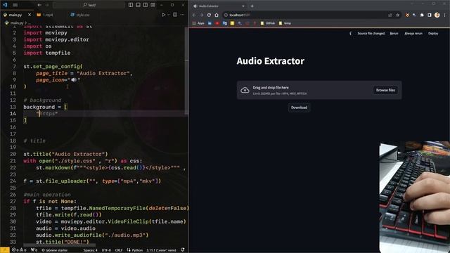 ASMR Programming - Audio Extractor Python (#streamlit ) - No Talking