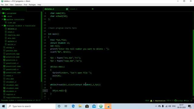 Deleting a record from a file|| File handling in c смотреть онлайн