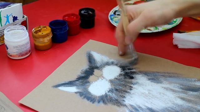 Мастер-класс по рисованию для детей в технике сухая кисть «Кот Васька». Урок 1.