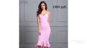Одежда с Aliexpress - Блистательное зимнее бандажное платье с V-образным вырезом