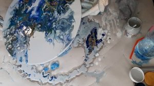 Акриловая заливка в технике Dutch Pour / раздувание краски феном.