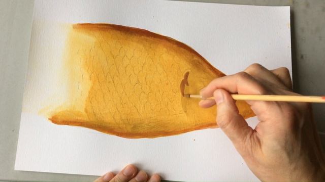 Темпера. Яичная эмульсия. Карп. Пишем на бумаге. Притеняем. Часть 2.1. смотреть онлайн