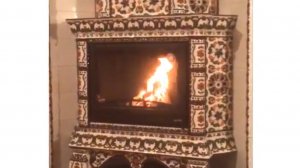 Комплект угловой изразцовой печи Кострома с керамическим дымоходом и фартуком