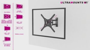 UltraMounts UM870. Установка телевизора на стену с помощью наклонно-поворотного кронштейна UM870.