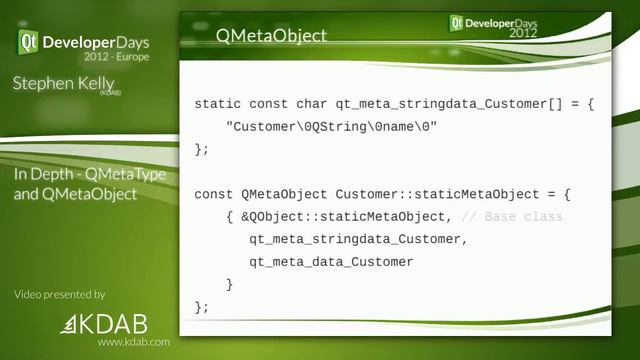 QtDD12 - In Depth - QMetaType and QMetaObject - Stephen Kelly смотреть онлайн