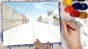 Как нарисовать городскую улицу в перспективе? Гуашь
