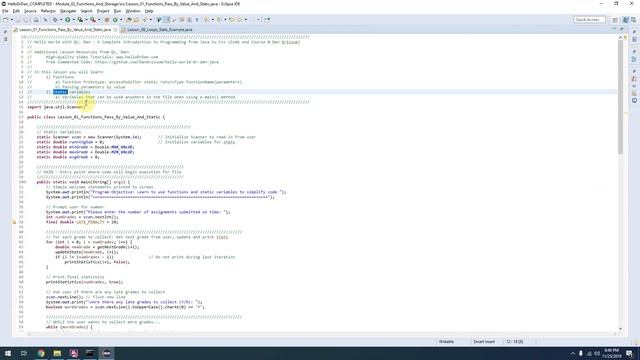 Module 2, Lesson 1 - Functions (pass by value, static functions) (Java) - Hello World w/ Dr. Dan смотреть онлайн