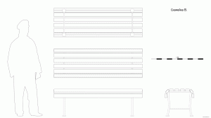 Скамейка B. Чертёж. Bench B. Drawings.