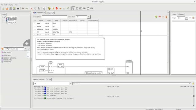 Beremiz PLC, Logging example смотреть онлайн