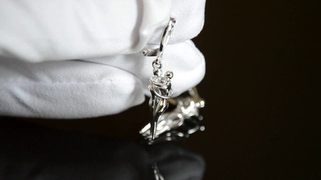 Оригинальные золотые серьги Мужчина и женщина из белого золота
